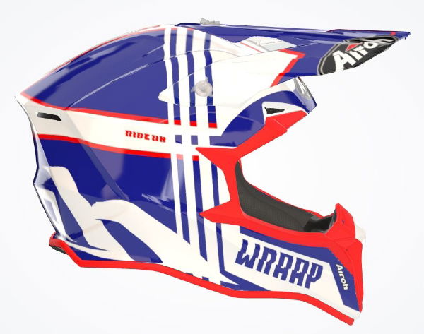 Airoh Wraap Youth Broken Blue/Red MX Helmet