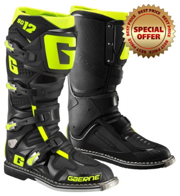 Gaerne SG12 Black/Yellow Flou MX Boots