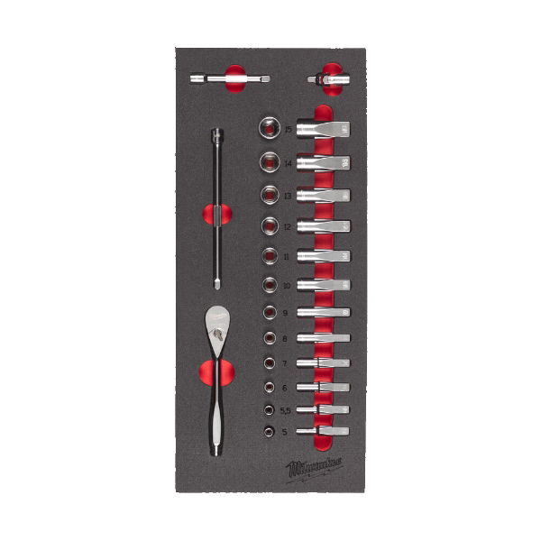 MILWAUKEE 28pc 1/4" RATCHET + SOCKET SET - FOAM INSERT