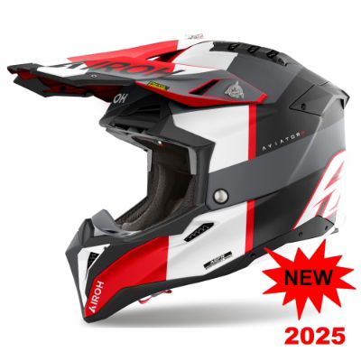 Airoh Aviator 3 Monach Grey/Red Matt MX Helmet