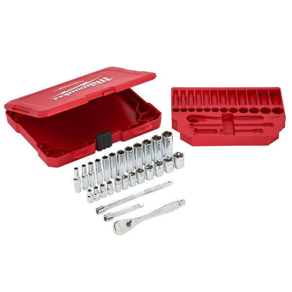 MILWAUKEE 1/4" RATCHET & SOCKET SET - 28pc