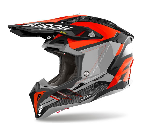 Airoh Aviator 3 Saber Orange Gloss MX Helmet 22:06