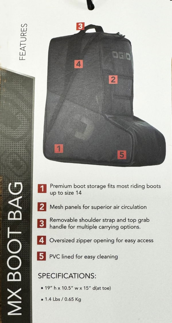 Gaerne Ogio Black Stealth Boot Bag