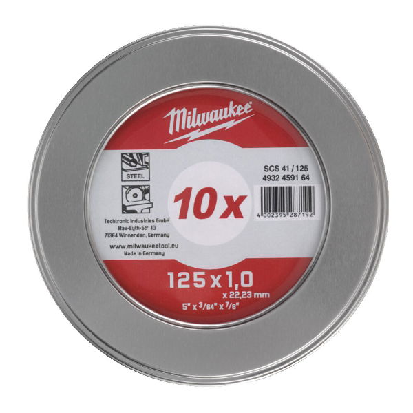 MILWAUKEE PRO+ SCS41 125x1mm CUTTING DISCS - METAL BOX 10pc