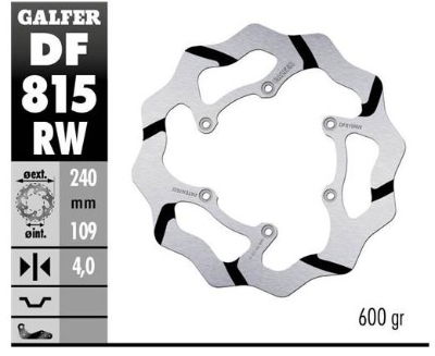 GALFER DF815RW REAR WAVEY SOLID GROOVED DISC - 240x4mm