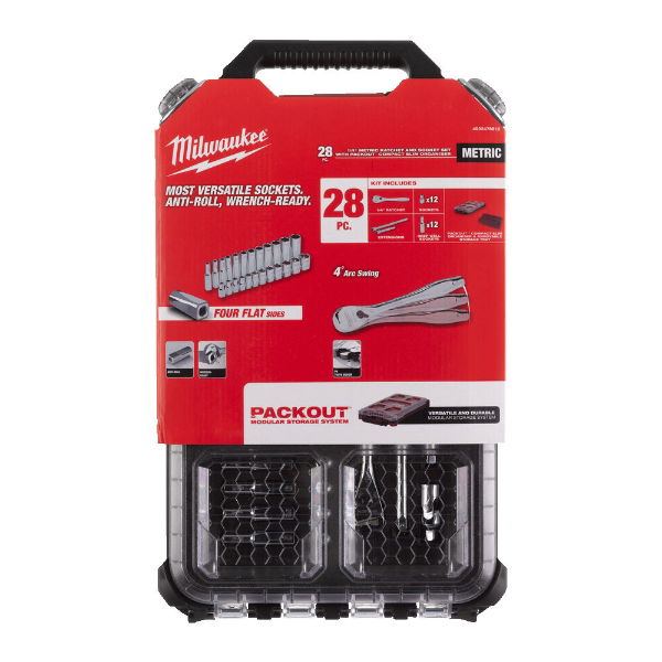 MILWAUKEE 1/4" METRIC 28pc RATCHET/SOCKET P/O SET