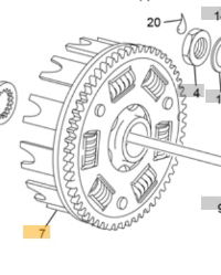 SHERCO END 2T CLUTCH BASKET+PRIMARY GEAR