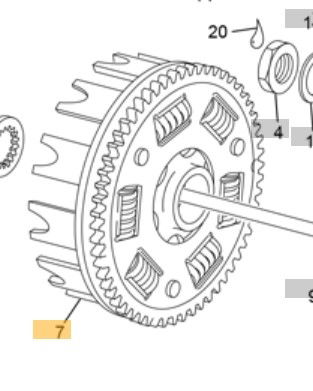 SHERCO END 2T CLUTCH BASKET+PRIMARY GEAR