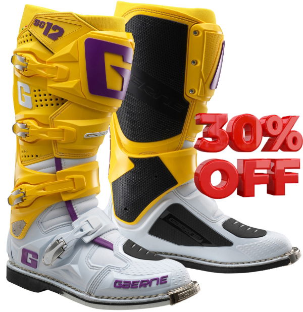 Gaerne SG12 White/Gold/Purple MX Boots