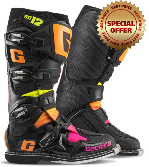 Gaerne SG12 BLack/Orange/Pink MX Boots