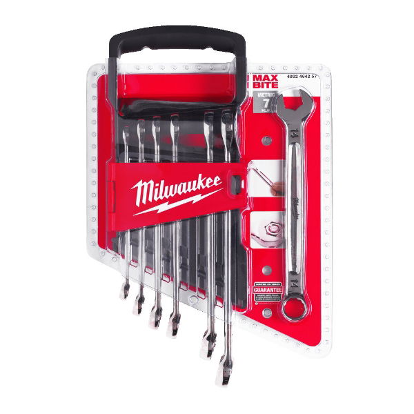 MILWAUKEE 7pc Maxbite Ratchet Combi Spanner Set