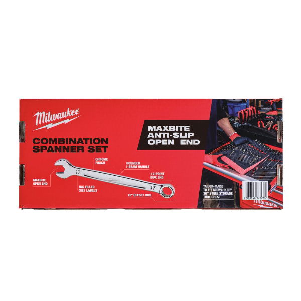 MILWAUKEE 15pc MAXBITE COMBI SPANNER SET FOAM INSERT